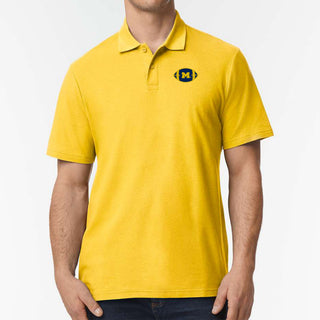Michigan Football Outline LC Softstyle Pique Polo