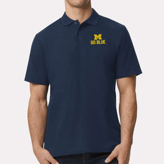 Michigan Spirit Block LC Softstyle Pique Polo - Navy