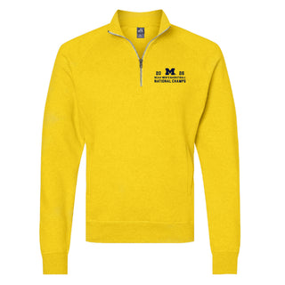 Michigan 2026 Basketball National Champions Simple Path LC Triblend 1/4 Zip - Maize