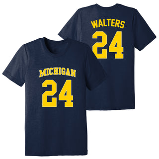 Michigan NIL Walters 24 Canvas Triblend T-Shirt - Solid Navy