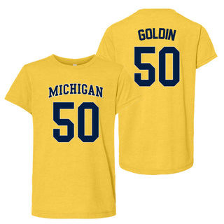 Michigan NIL Goldin 50 Canvas Triblend Youth T-Shirt - Yellow Gold