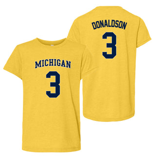 Michigan NIL Donaldson 3 Canvas Triblend Youth T-Shirt - Yellow Gold