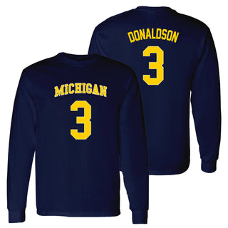 Michigan NIL Donaldson 3 Long Sleeve - Navy