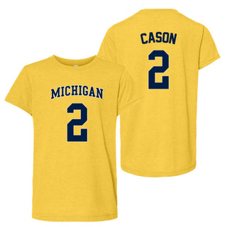 Michigan NIL Cason 2 Canvas Triblend Youth T-Shirt - Yellow Gold