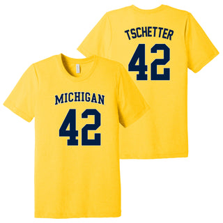 Michigan NIL Tschetter 42 Canvas Triblend T-Shirt - Yellow Gold