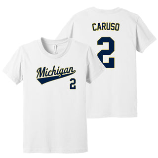 Michigan NIL Baseball Caruso 2 Canvas Jersey Youth T-Shirt - White