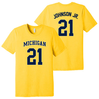 Michigan NIL Basketball Johnson Jr 21 Triblend T-Shirt - Yellow Gold