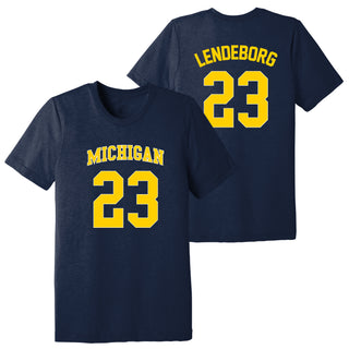 Michigan NIL Basketball Lendeborg 23 Triblend T-Shirt - Solid Navy