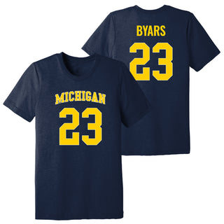 Michigan NIL Basketball Byars 23 Triblend T-Shirt - Solid Navy