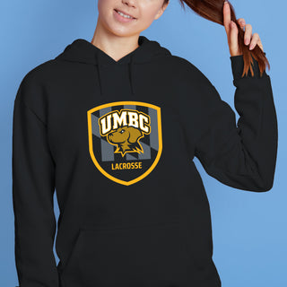 UMBC Retrievers Shield Logo Lacrosse Hoodie - Black