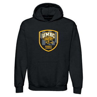 UMBC Retrievers Shield Logo Womens Lacrosse Hoodie - Black