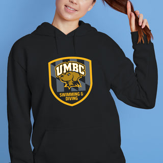 UMBC Retrievers Shield Logo Swimming & Diving Hoodie - Black