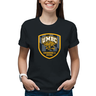 UMBC Retrievers Shield Logo Swimming & Diving T-Shirt - Black