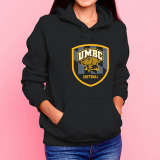 UMBC Retrievers Shield Logo Softball Hoodie - Black