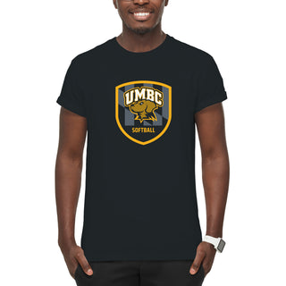 UMBC Retrievers Shield Logo Softball T-Shirt - Black