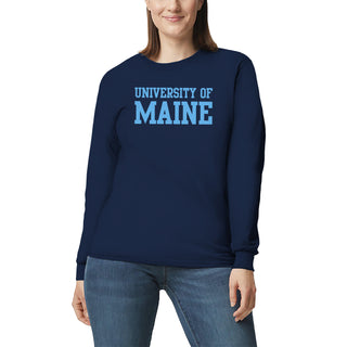 Maine Black Bears Basic Block Long Sleeve T Shirt - Navy