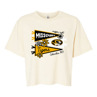 Missouri Tigers Cute Pennant AmApp Womens Fine Jersey Boxy Tee - Creme