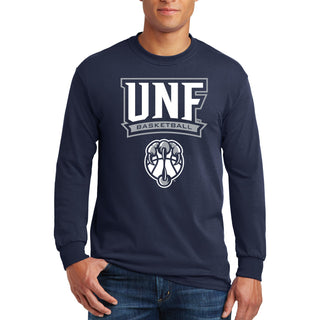 North Florida Ospreys Arch Logo Basketball Long Sleeve T-Shirt - Navy