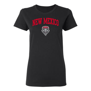 University of New Mexico Lobos Arch Logo Cotton Women's T-Shirt - Black