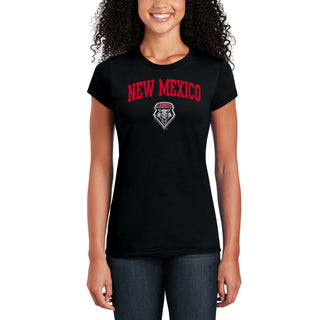 University of New Mexico Lobos Arch Logo Cotton Women's T-Shirt - Black