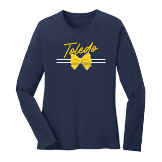 Toledo Bow Script Womens Long Sleeve - Navy