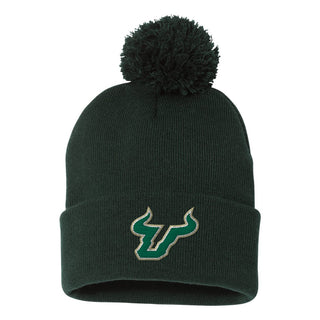 South Florida Bulls Primary Logo Pom-Pom Cuffed Beanie - One Size - Forest