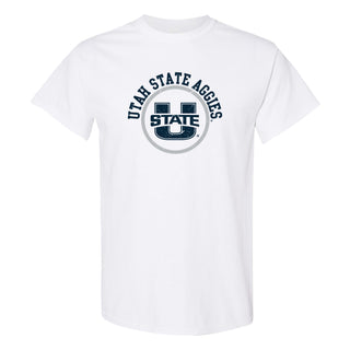 Utah State Aggies Distressed Circle Logo T-Shirt - White