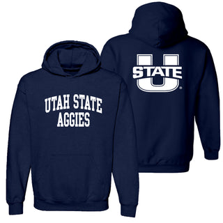 Utah State Aggies Front Back Print Hoodie - Navy