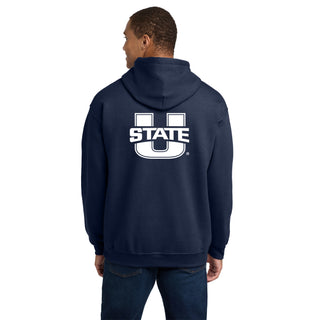 Utah State Aggies Front Back Print Hoodie - Navy
