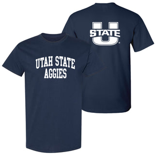 Utah State Aggies Front Back Print T-Shirt - Navy
