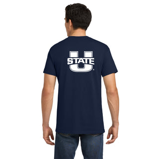 Utah State Aggies Front Back Print T-Shirt - Navy