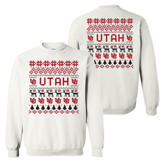 Utah Utes Ugly Holiday Sweater Crewneck - White
