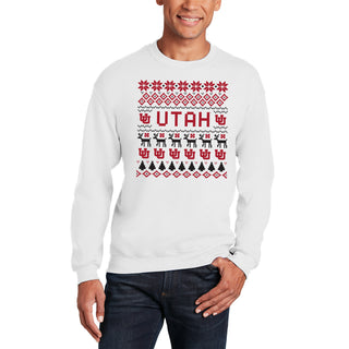 Utah Utes Ugly Holiday Sweater Crewneck - White