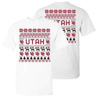 Utah Utes Ugly Holiday Sweater T-Shirt - White