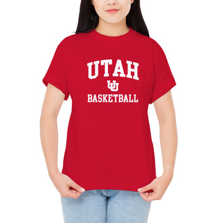 Utah Utes Arch Logo Basketball T-Shirt - Red