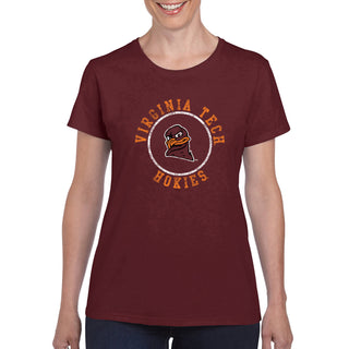 Virginia Tech Distressed Circle Logo Womens T-Shirt - Maroon