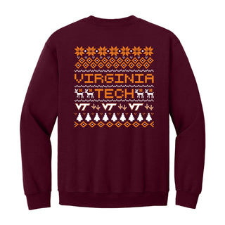 Virginia Tech Holiday Sweater Crewneck Sweatshirt - Maroon