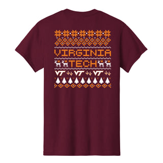 Virginia Tech Holiday Sweater T-Shirt - Maroon