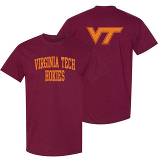 Virginia Tech Front Back Print T-Shirt - Maroon