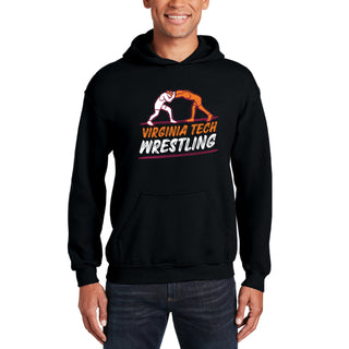 Virginia Tech Wrestling Sketch Hoodie - Black