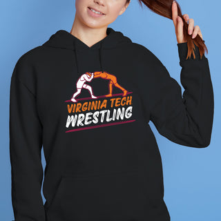 Virginia Tech Wrestling Sketch Hoodie - Black