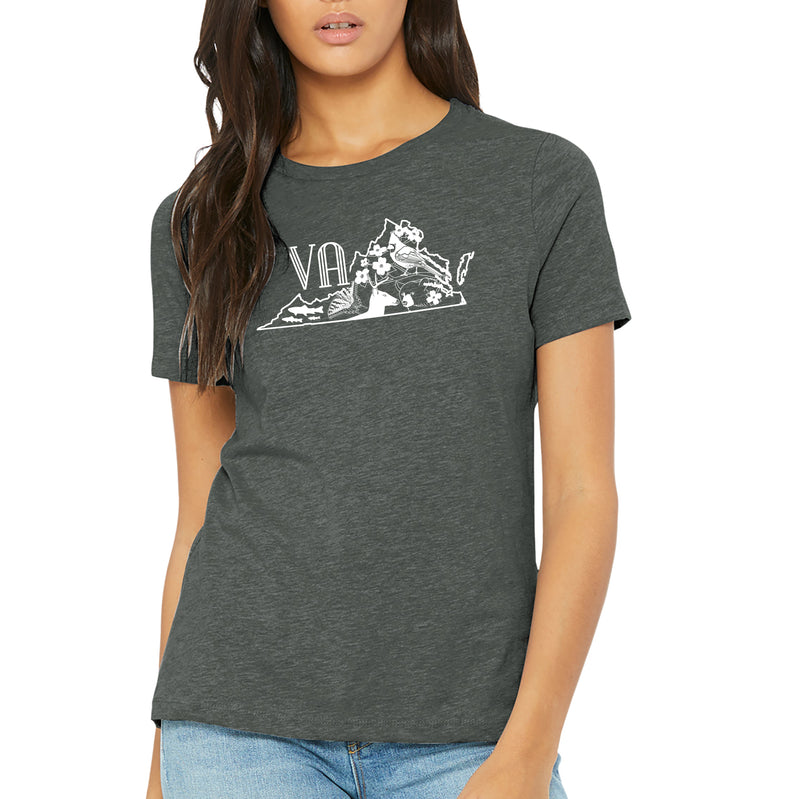Virginia Nature Womens Relaxed Fit CVC T-Shirt - Deep Heather