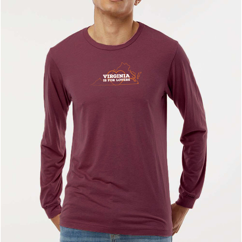 Virginia is for Lovers Triblend Long Sleeve T-Shirt - Maroon