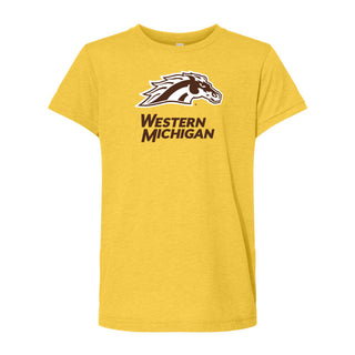 Western Michigan Primary Logo Youth Triblend T-Shirt - Yellow Gold