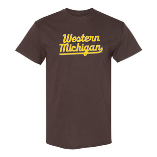 Western Michigan Script Wordmark T-Shirt - Dark Chocolate