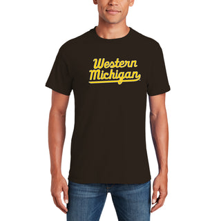 Western Michigan Script Wordmark T-Shirt - Dark Chocolate