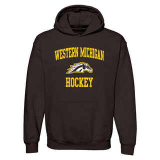 Western Michigan University Broncos Arch Logo Hockey Hooded Sweatshirt - Dark Chocolate