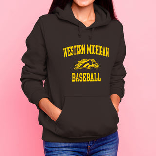 Western Michigan Arch Logo Baseball Hoodie - Dark Chocolate