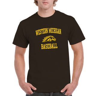 Western Michigan Arch Logo Baseball T-Shirt - Dark Chocolate