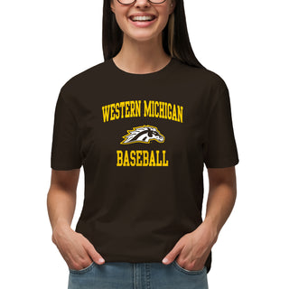 Western Michigan Arch Logo Baseball T-Shirt - Dark Chocolate